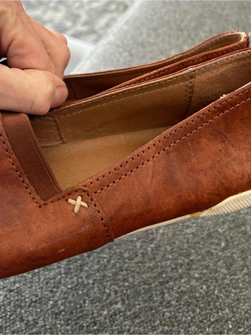 9.5 Frye Melanie Casual Slip-On Shoes in Cognac Brown
